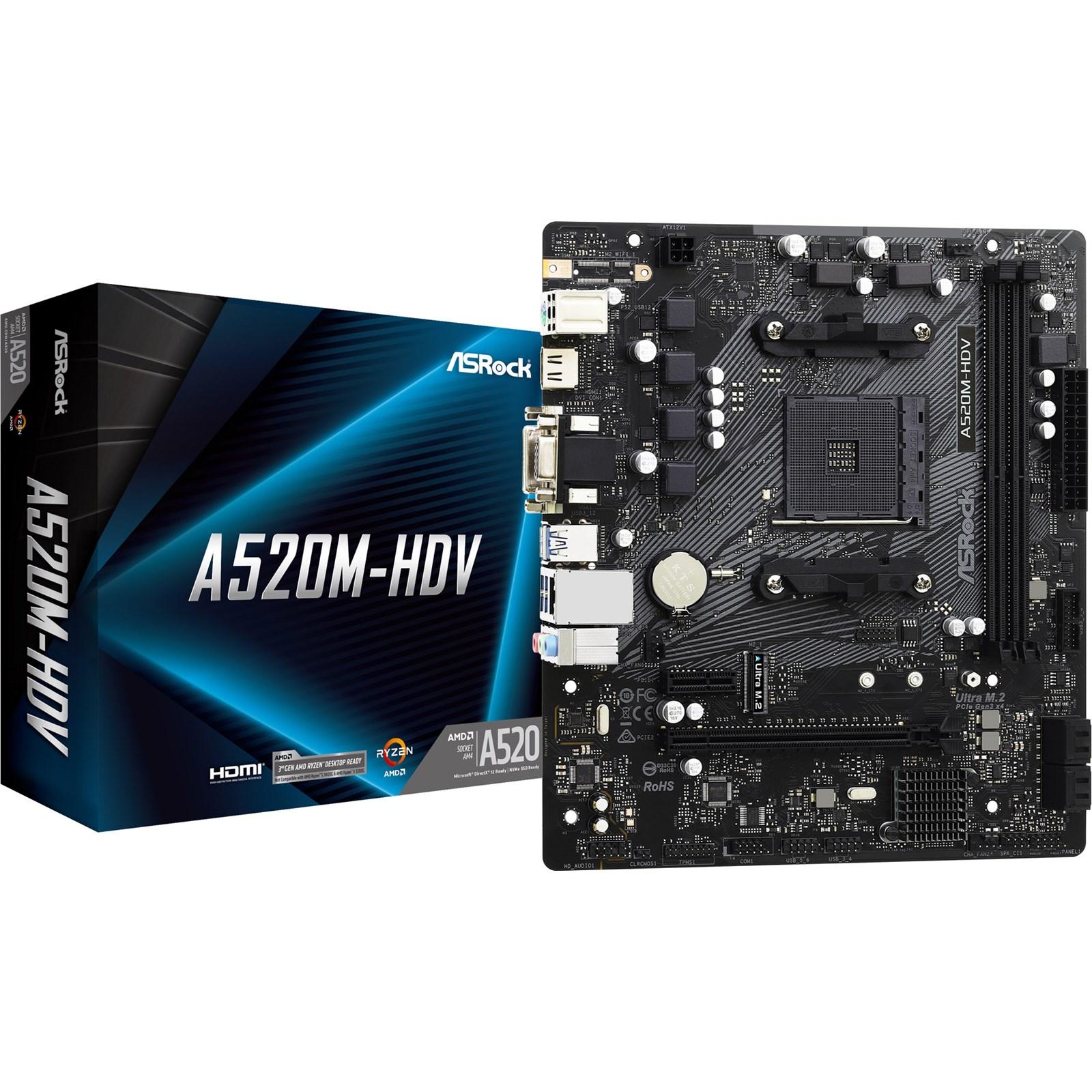 Bundkort ASRock A520M-HDV Micro-ATX AM4 (AMD A520) billede