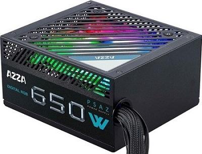 Strømforsyning til PC 650 W – AZZA PSAZ-650W ARGB, ATX, 80 Plus Bronze billede