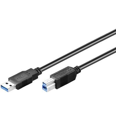 USB 3.0 kabel A til B 1,8 m – Goobay – sort