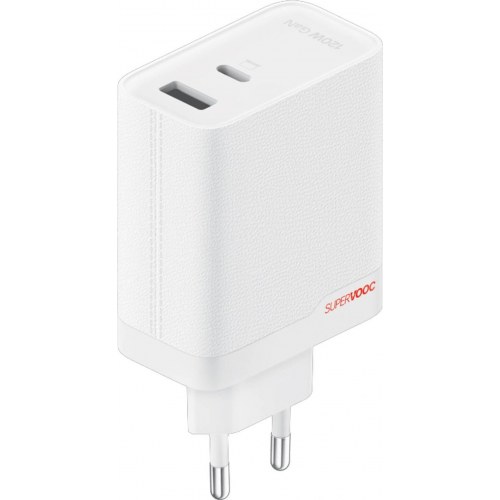 Oplader OnePlus SuperVOOC 120W med to porte - hvid