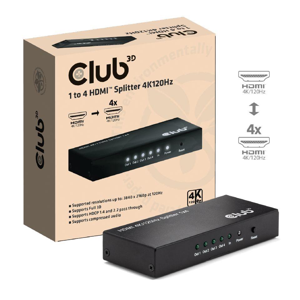 HDMI splitter 1-til-4 4K 120 Hz - CLUB3D CSV-1385 billede