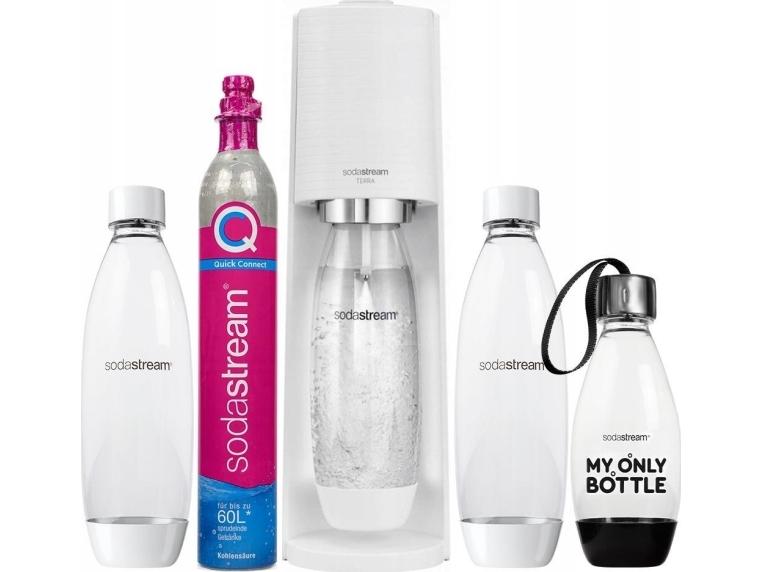 Sodavandsmaskine SodaStream Terra hvid – værdipakke med 3 flasker