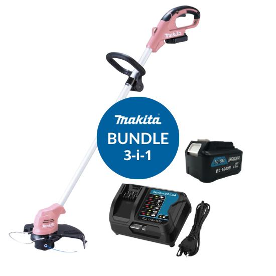 Græstrimmer Makita UR100DZP 12V – Pink bundle med kompatibel lader og batteri