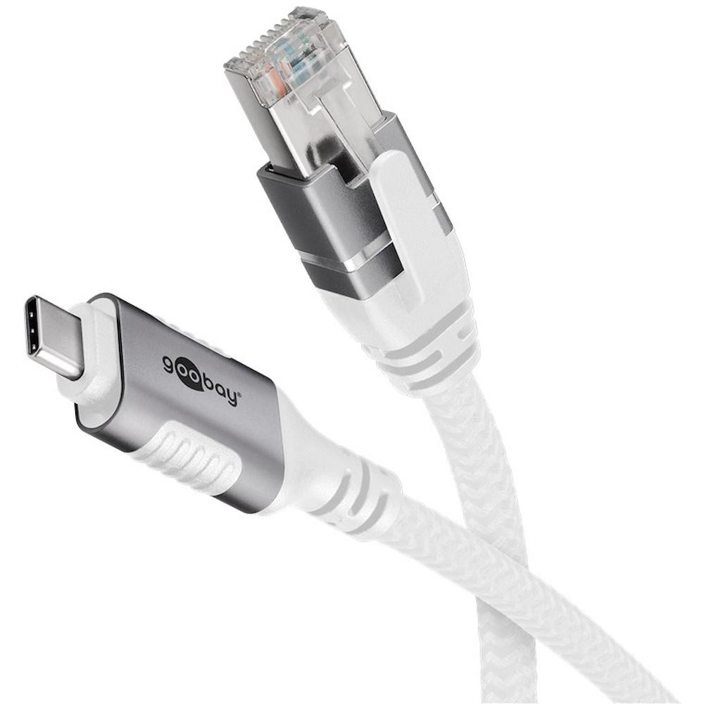 Netværksadapter USB-C til RJ45 3 m Cat6 - Goobay (1 Gbit/s, hvid) billede