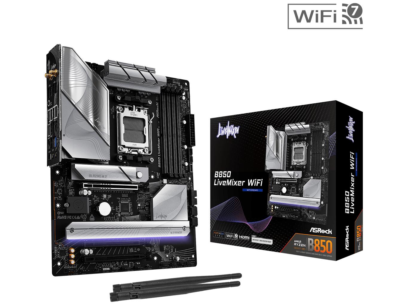 Bundkort ASRock B850 LiveMixer WiFi - ATX - Socket AM5 billede
