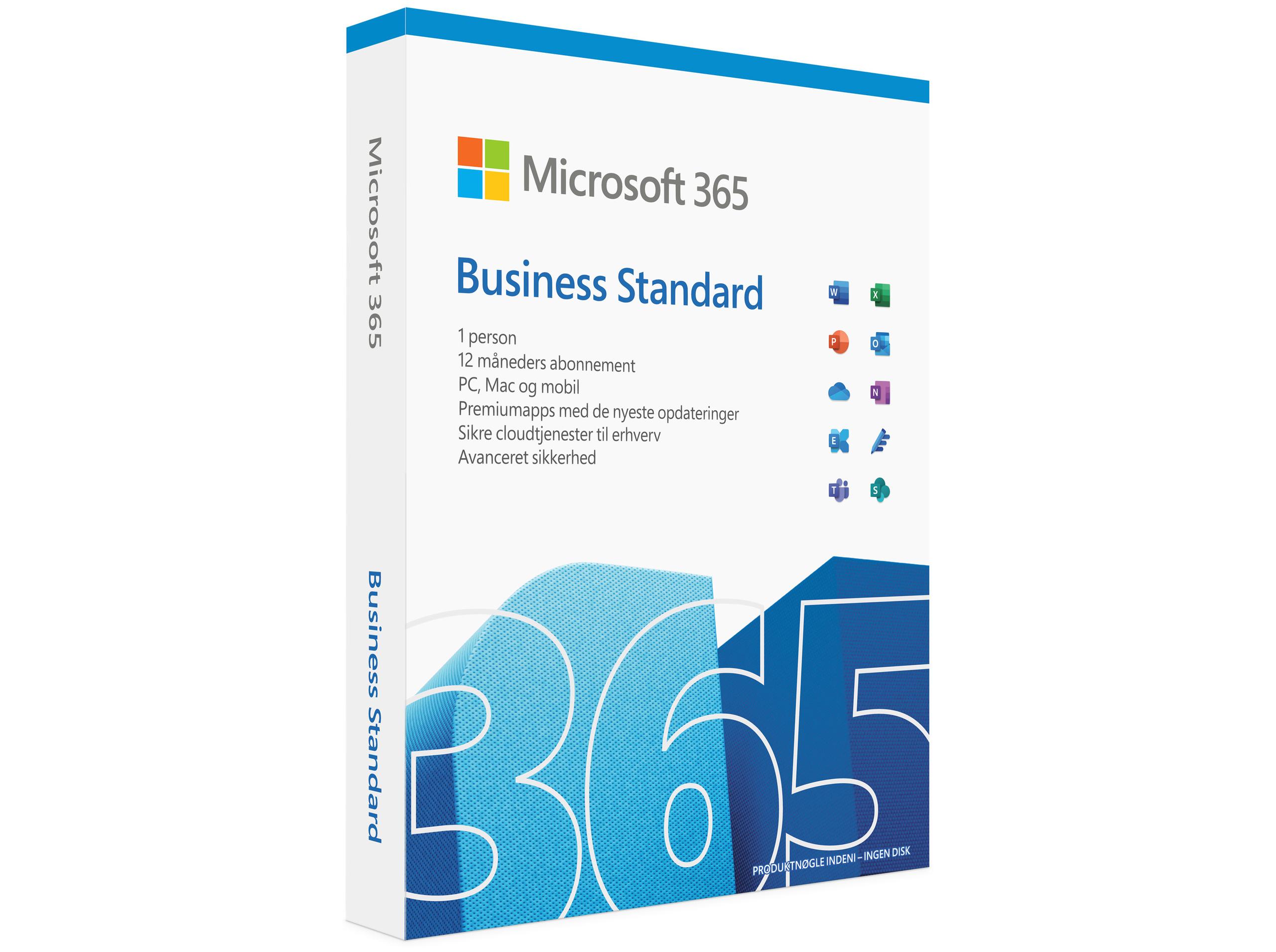 Kontorsoftware Microsoft 365 Business Standard – licensabonnement 1 år, 1 bruger (op til 5 enheder)