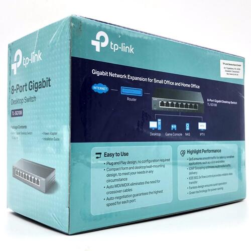 Netværksswitch TP-Link TL-SG108 – 8-port Gigabit, metalhus