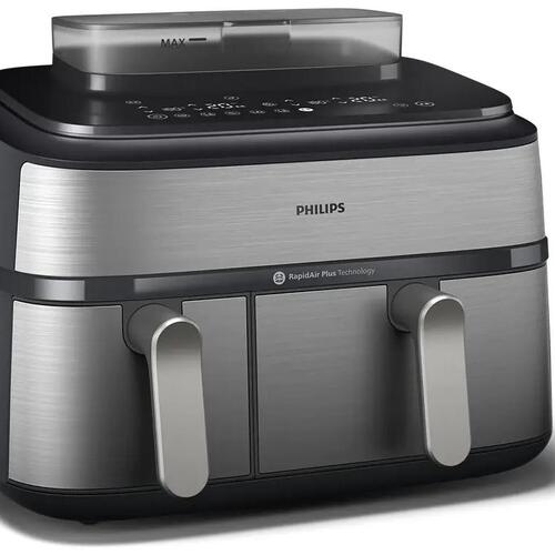 Airfryer med dobbelt kurv – Philips 5000 Series NA555, 9 l, 2.750 W, sølv