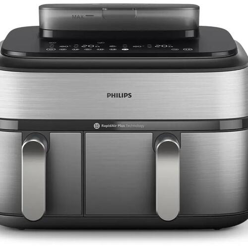 Airfryer med dobbelt kurv – Philips 5000 Series NA555, 9 l, 2.750 W, sølv