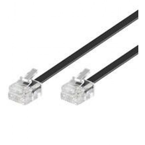 Telefonkabel RJ11 6 m - Goobay, 4-polet fladkabel, sort