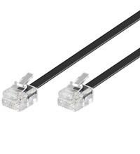 Telefonkabel RJ11 6 m - Goobay, 4-polet fladkabel, sort billede