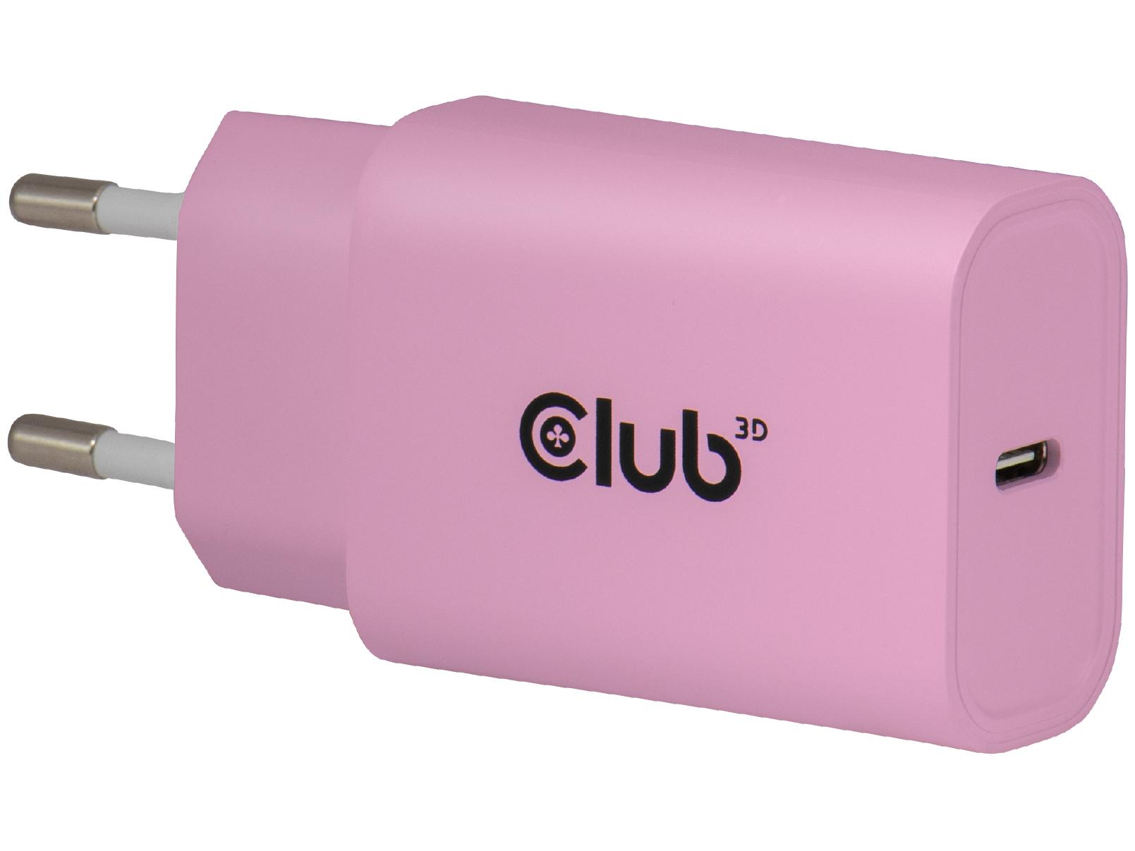USB-C vægoplader 30 W - Club 3D - Pink - 2 stk. billede