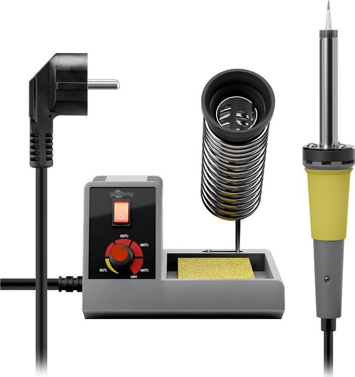Loddestation med analog temperaturstyring – Goobay AP2, 48 W, grå billede