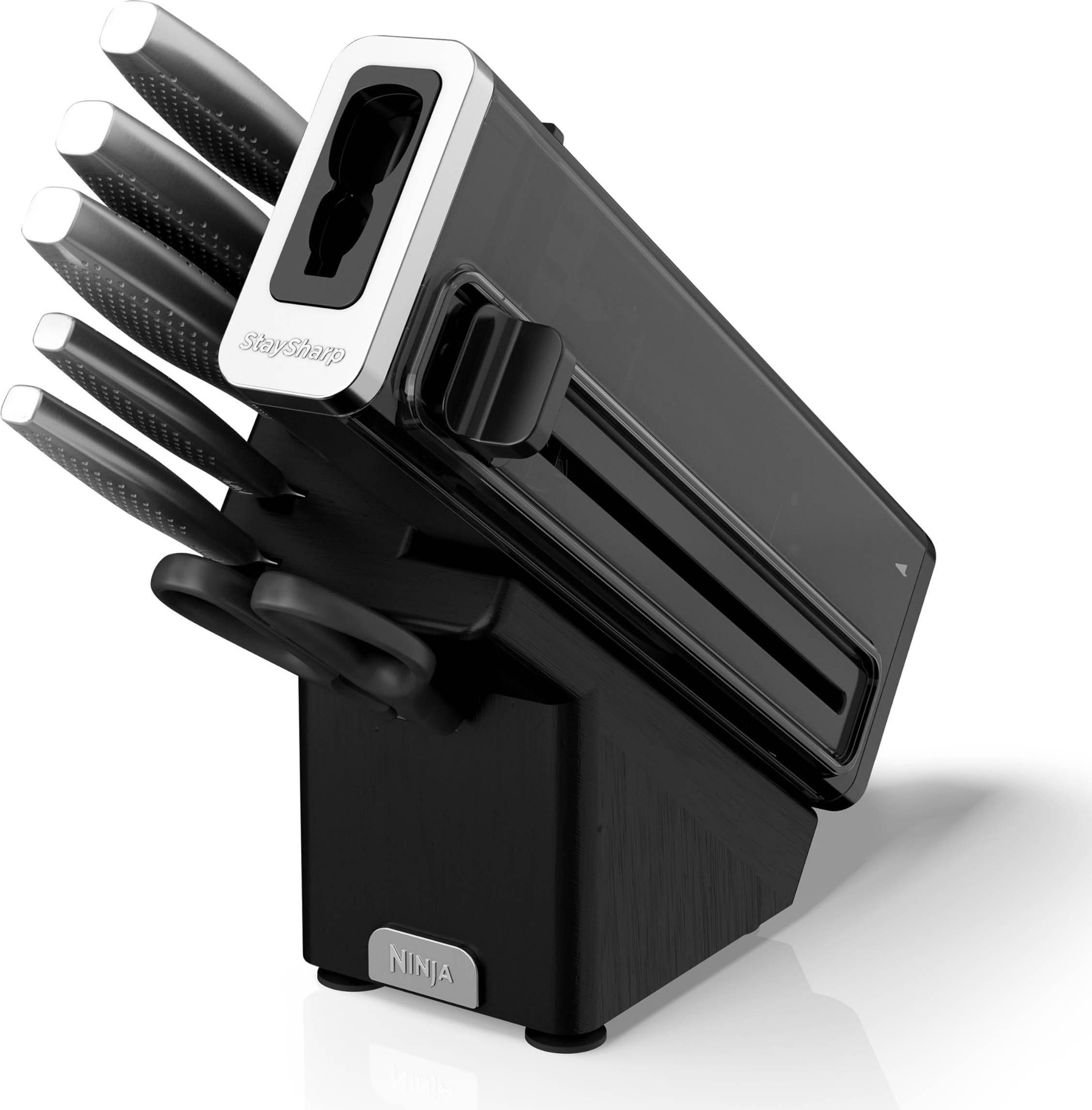 Knivblok med sliber – Ninja StaySharp, sort, 5 knive