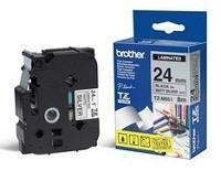 Labeltape Brother TZe-M951 lamineret – 24 mm x 8 m, sort på sølv