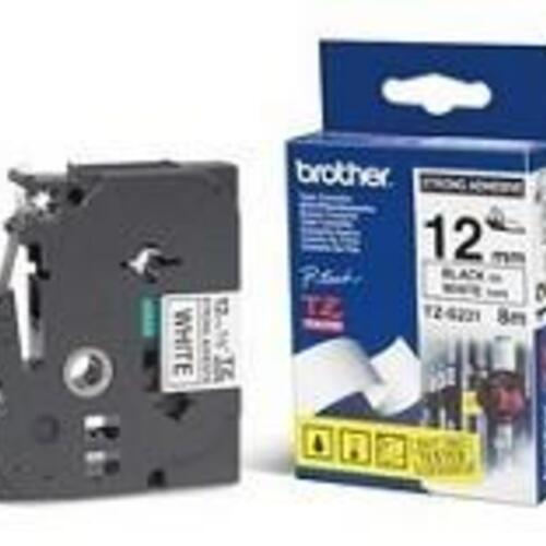Etikettebånd Brother TZe S231 – lamineret, 12 mm x 8 m, sort på hvid