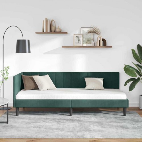Hjørnesengramme i fløjl 80 x 200 cm - mørkegrøn