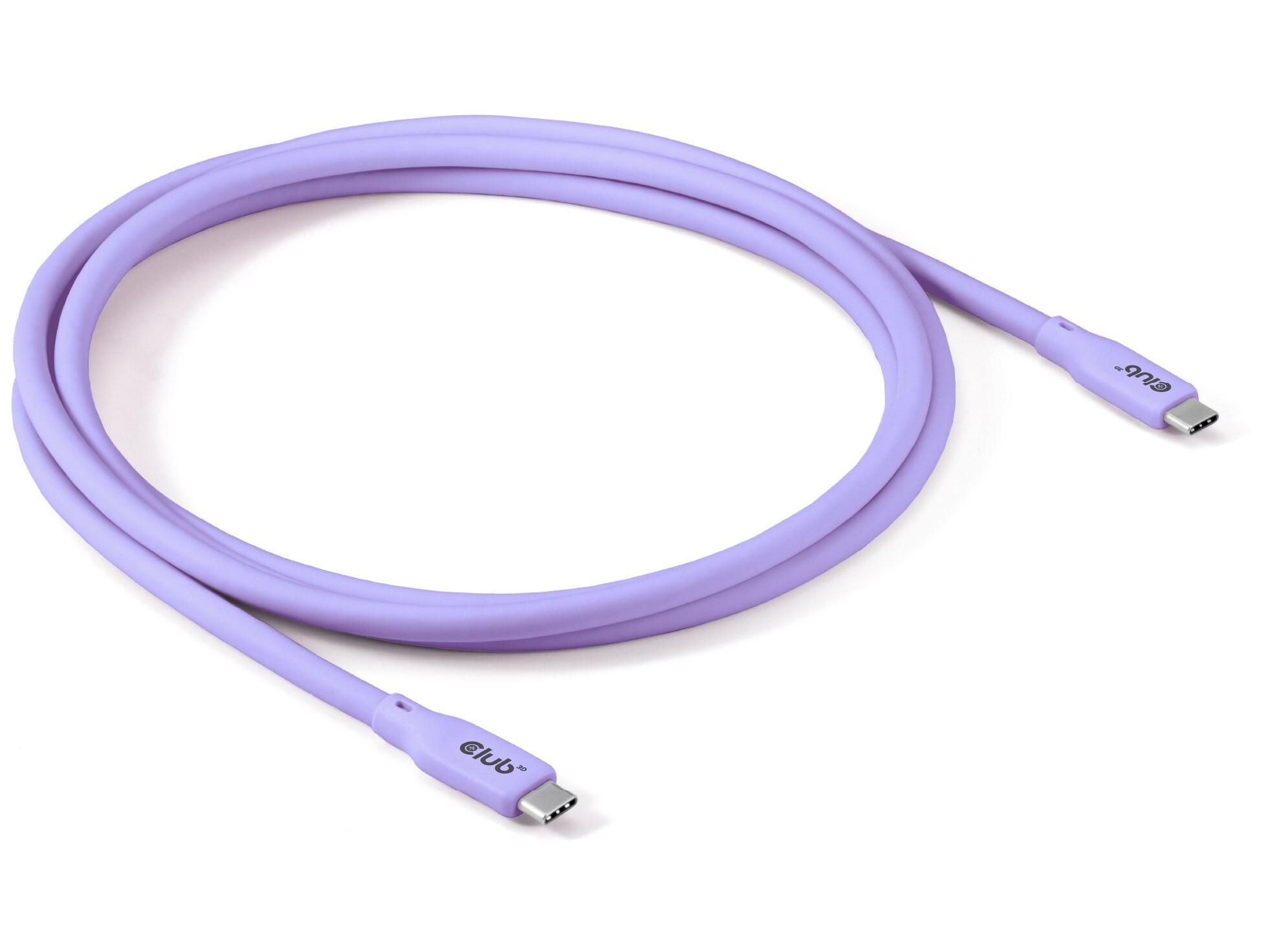 USB-C kabel 2 m – CLUB3D USB4, lilla billede