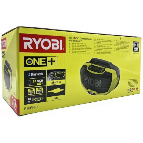 Radio med Bluetooth - Ryobi One+ R18RH-0, sort/gul, 14 W