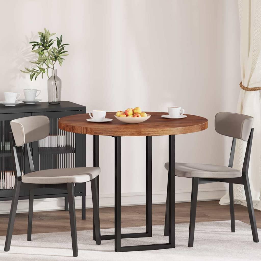 Bordplade Mørkebrun Ø 90 x 4 cm Solid egetræ