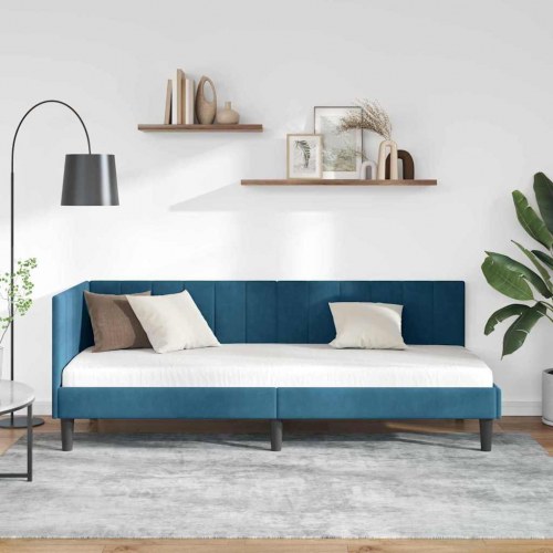 Hjørnesengramme blå 80 x 200 cm - fløjl