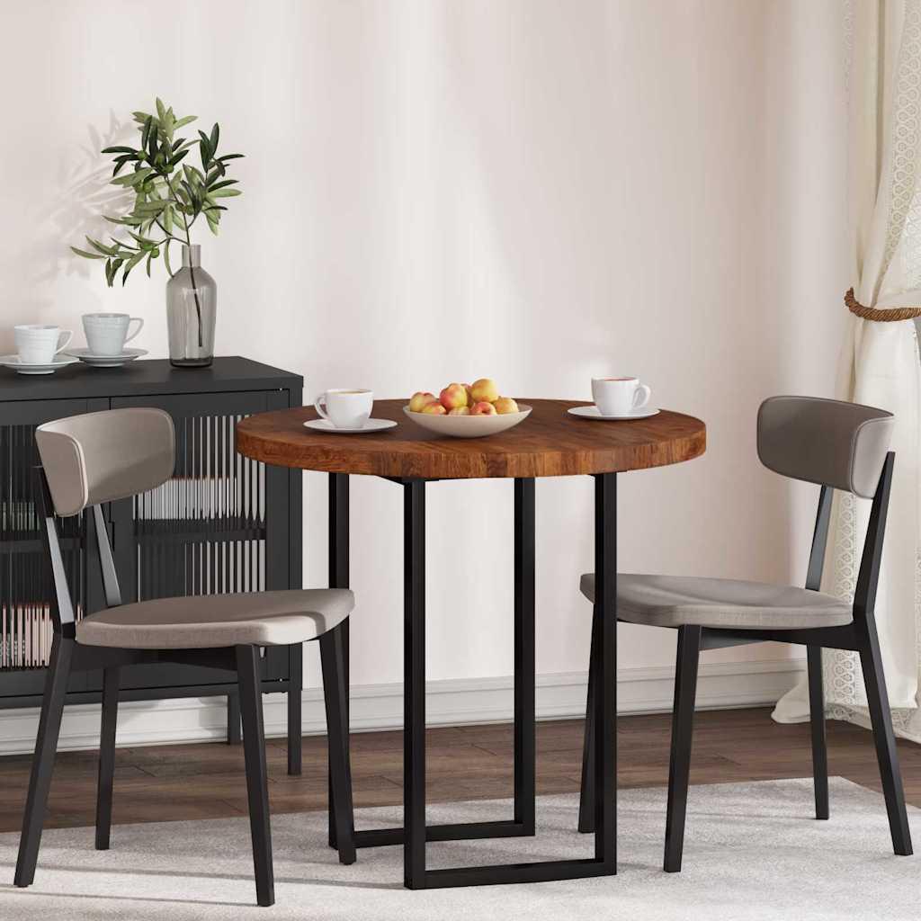 Bordplade Mørkebrun Ø 80 x 4 cm Solid egetræ