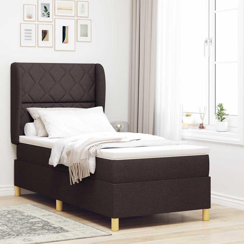 vidaXL Box spring seng med hovedgærde Mørk Brun 190 x 90 cm Stof