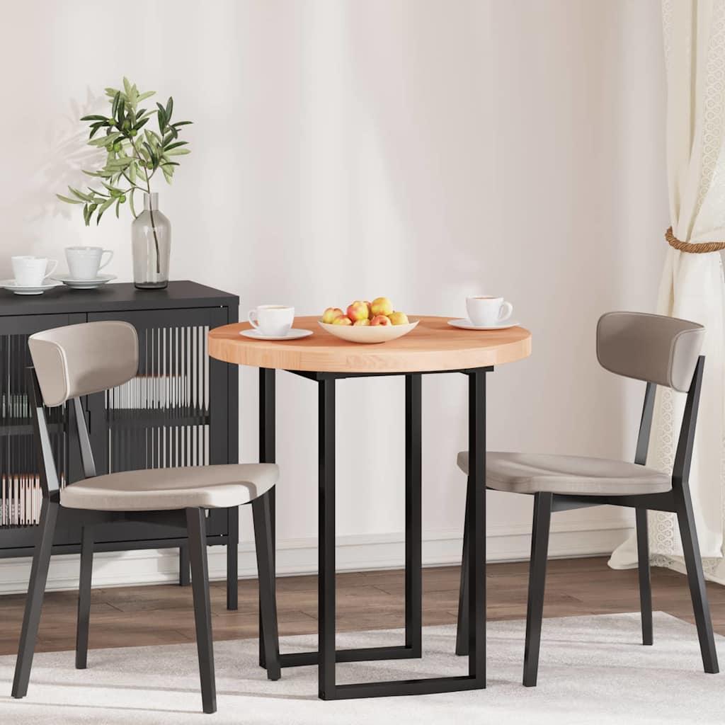 Bordplade Lysebrun Ø 70 x 4 cm Solid egetræ