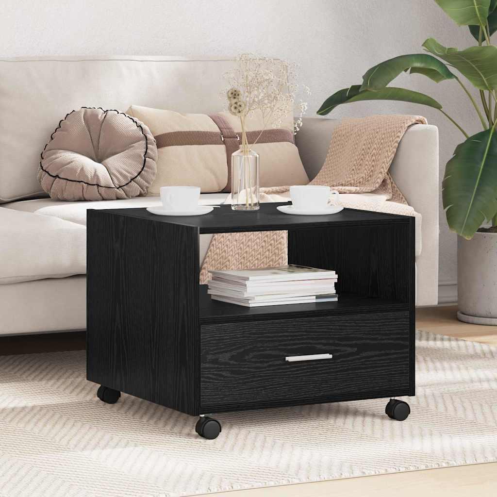 Sofabord med skuffe Sort eg 55 x 55 x 45 cm Konstrueret træ