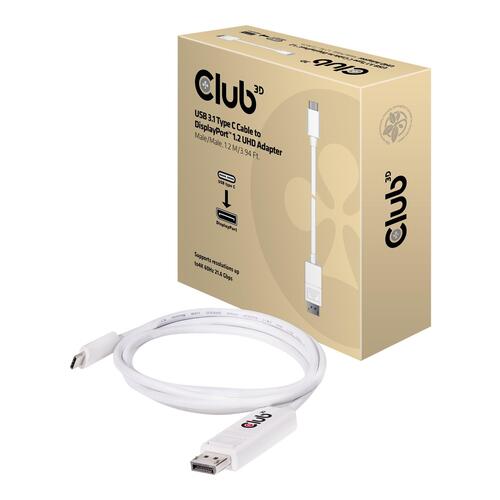 USB-C til DisplayPort kabel 1,2 m – Club 3D (hvid)