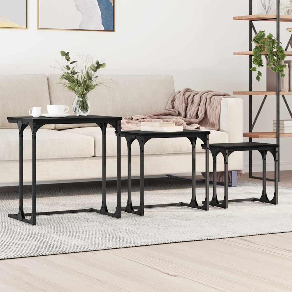 Nesting Kaffebord 3 stk Sort eg 50.5 x 35 x 53 cm