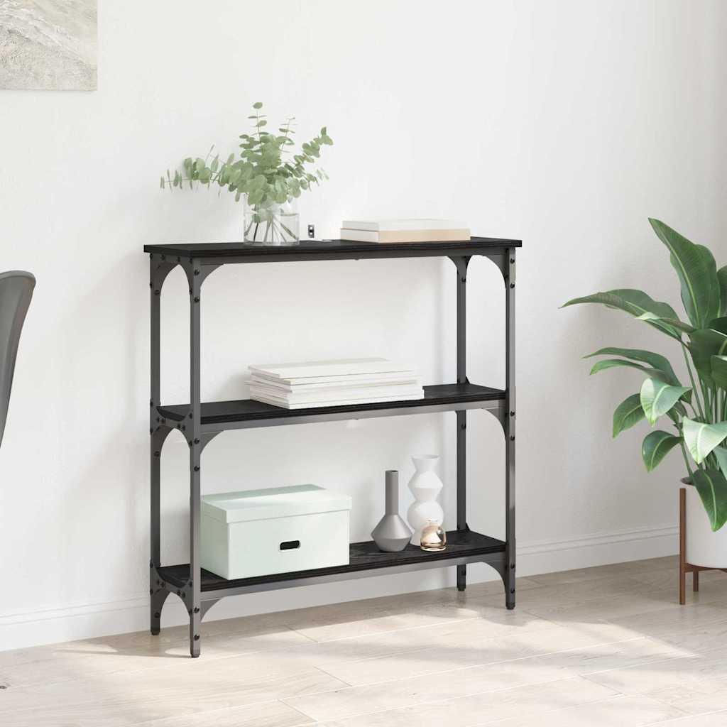 Konsolbord Sort eg 75 x 22.5 x 75 cm Ingeniørt træ og metal