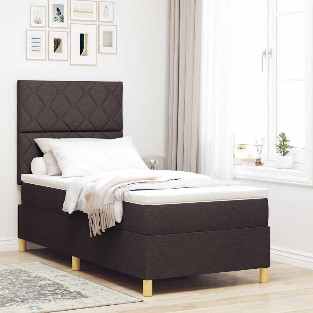 vidaXL Box spring seng med hovedgærde Mørk Brun 90 x 190 cm Stof