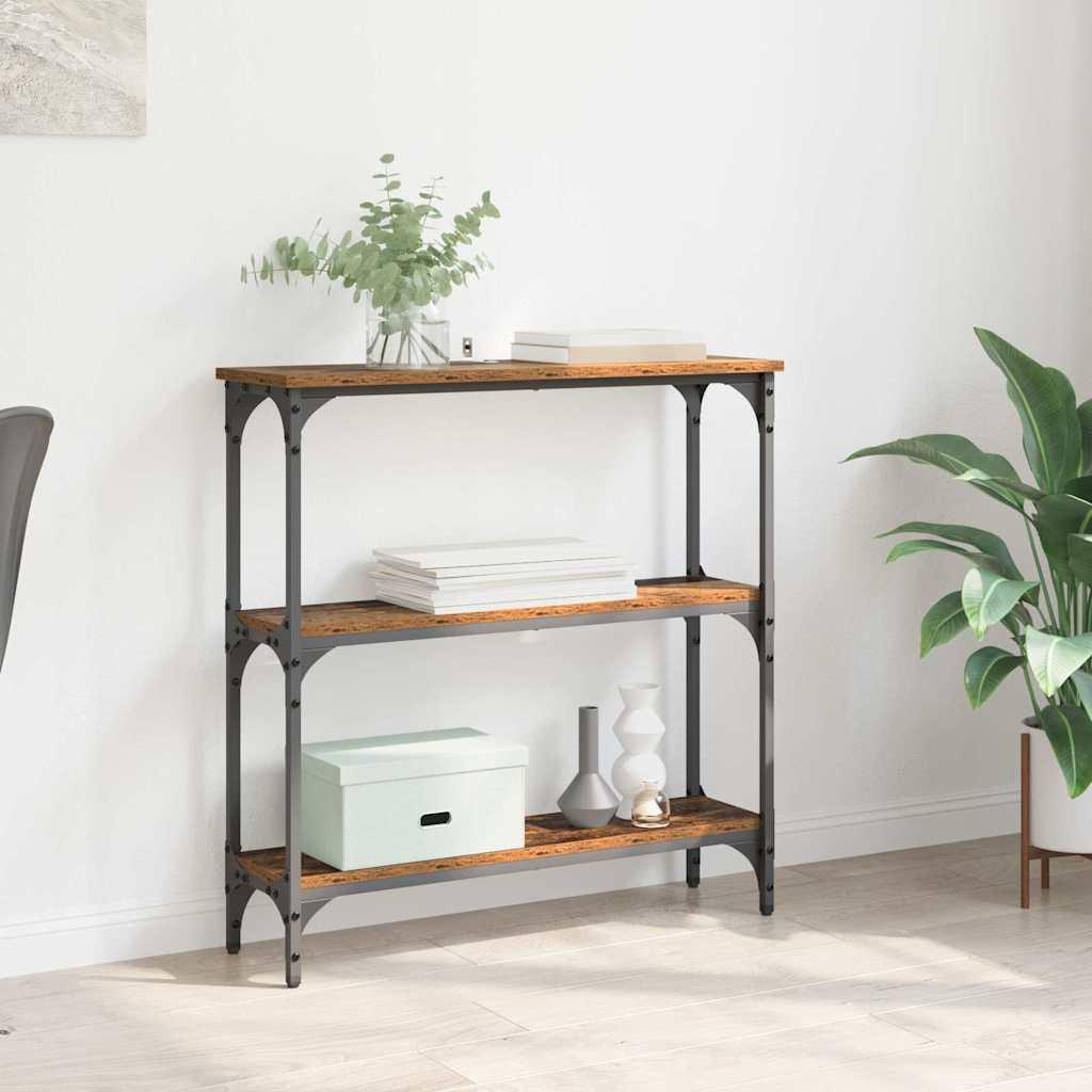 Konsolbord Gammelt træ 75 x 22.5 x 75 cm Ingeniørt træ og metal