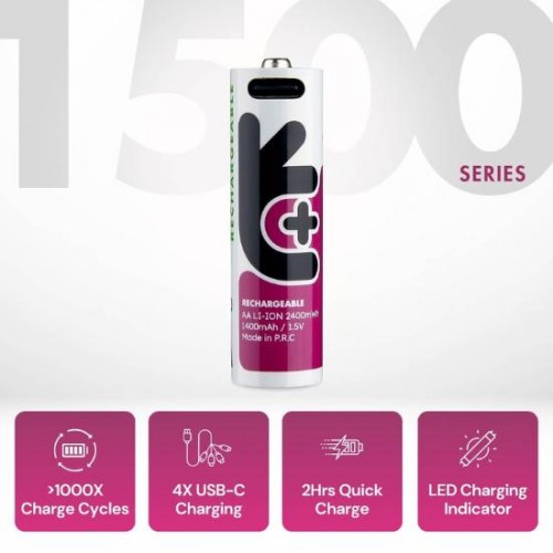 AA batterier genopladelige USB-C – Uniross – pakke med 4
