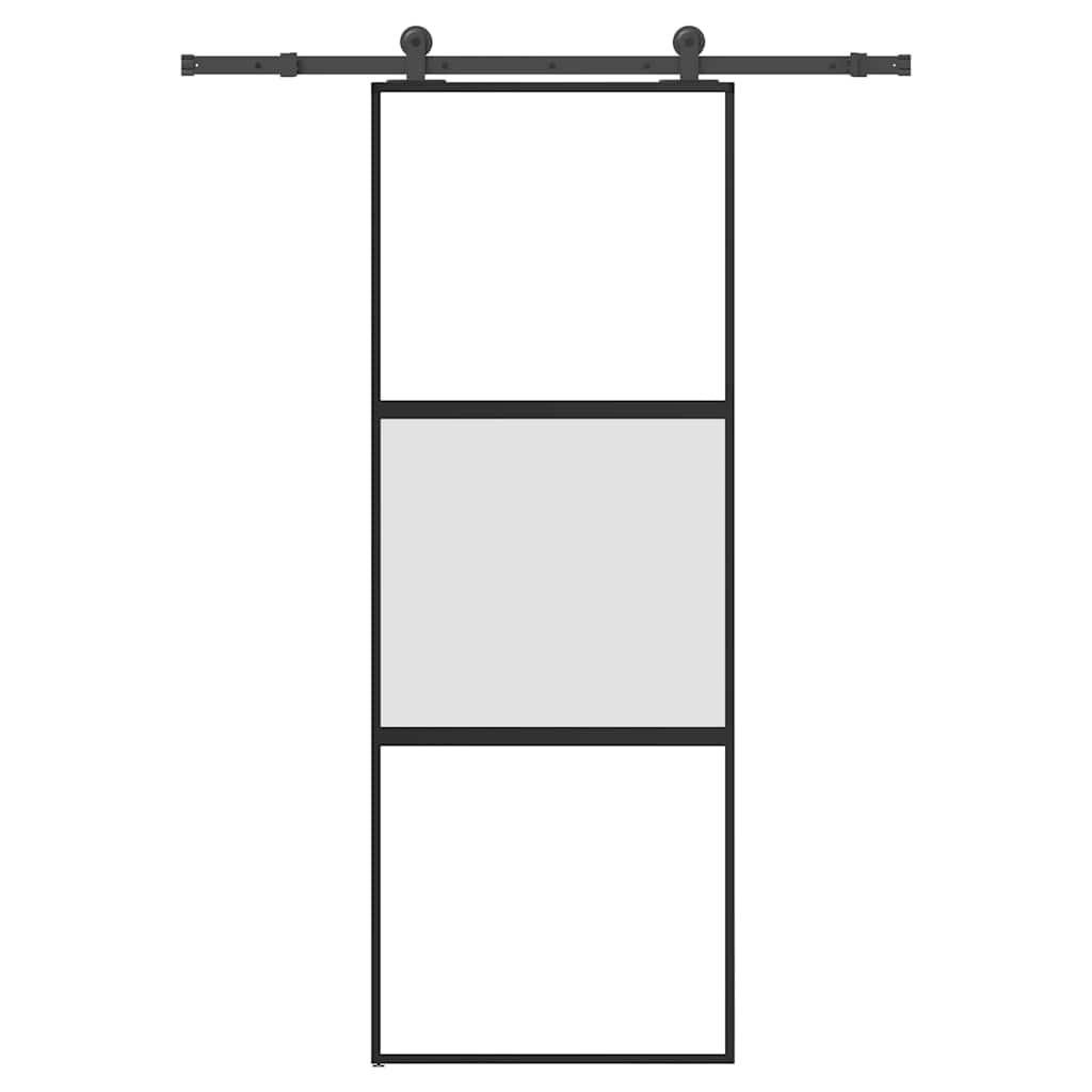 Skydedør med hardwaresæt 76x205 cm hærdet glas og aluminium