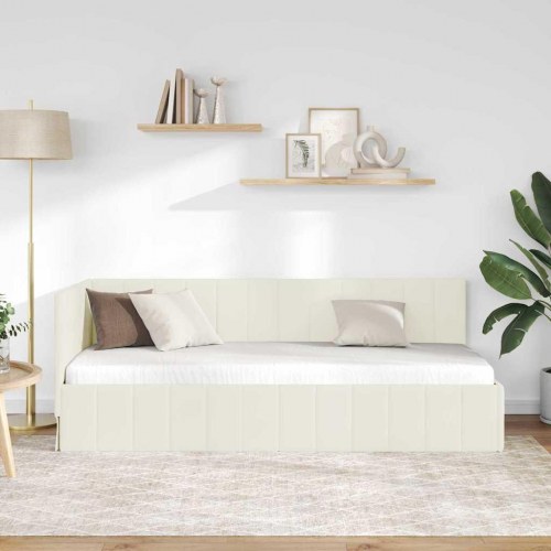 Hjørnesengramme i fløjl - creme, 80 x 200 cm