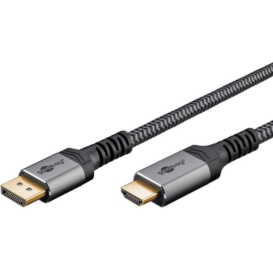 DisplayPort til HDMI kabel 1 m - Goobay, grå billede
