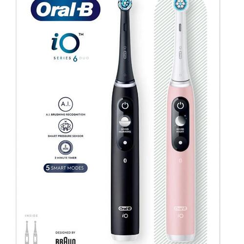 Elektrisk tandbørste Oral-B iO 6 Duo – 2 stk. (sort & lyserød)
