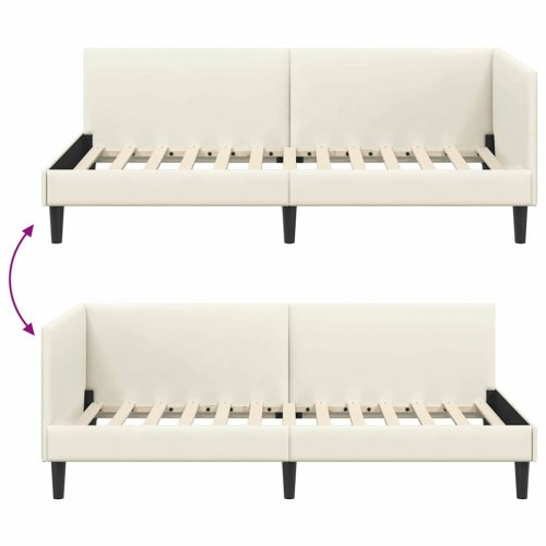 Hjørnesengramme 100 x 200 cm - creme fløjl