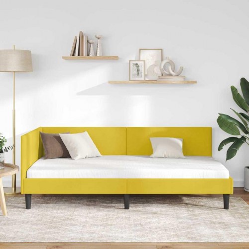Hjørnesengramme 100 x 200 cm i gul fløjl