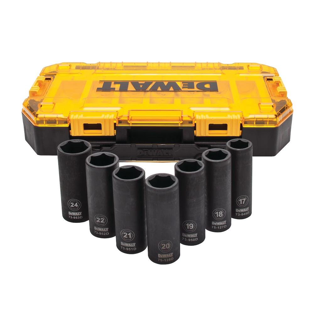 Topnøglesæt til slagnøgle 1/2" - DeWALT DWMT74737, 7 dele