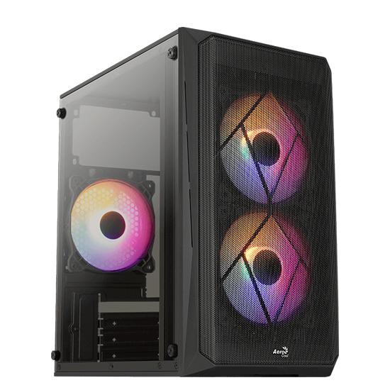 PC kabinet micro ATX – AeroCool CS-107-A v2, sort minitower med vindue billede