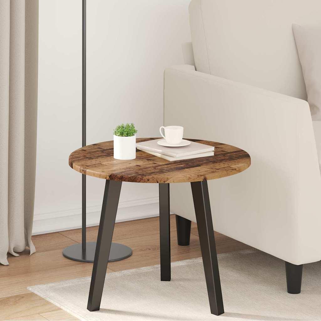 Rund bordplade Ø 50 x 1,5 cm - gammelt træ look, konstrueret træ