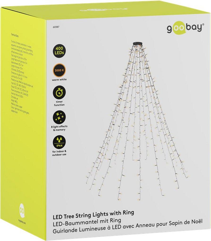 Lyskæde LED til juletræ - Goobay 60387, 400 lys, varm hvid, IP44 billede