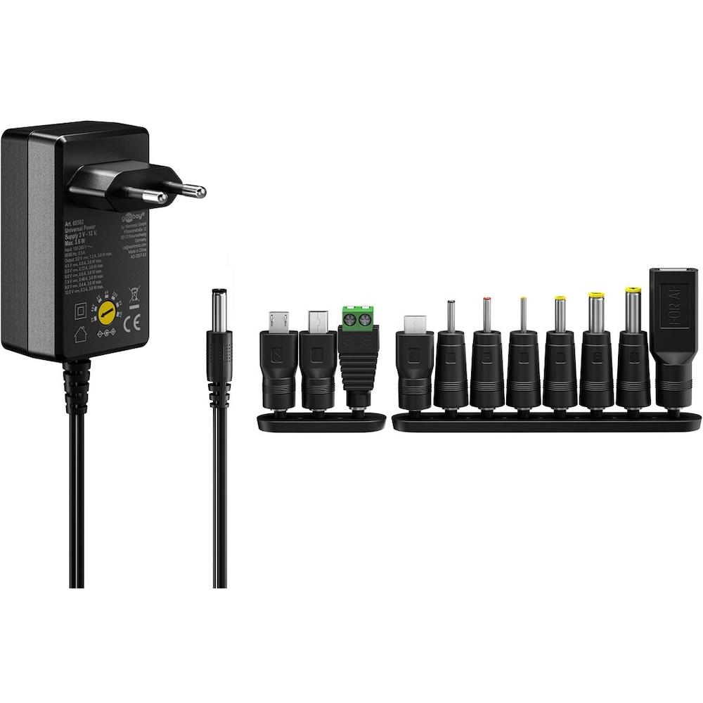 Universal strømforsyning Goobay 3-12 V 3,6 W - inkl. 11 adaptere billede