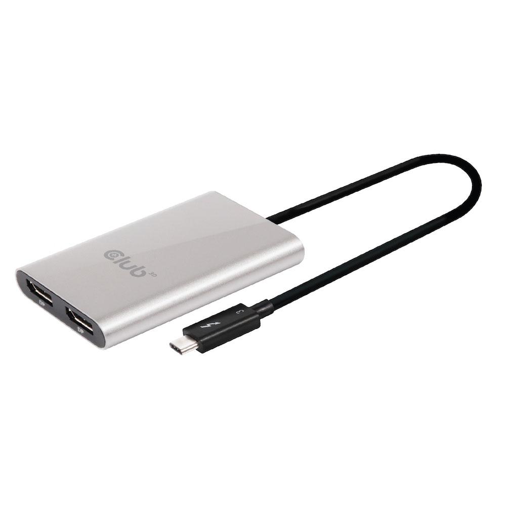 Kabeladapter USB?C/Thunderbolt 3 til 2x DisplayPort – Club3D – 4K (dual skærm) billede