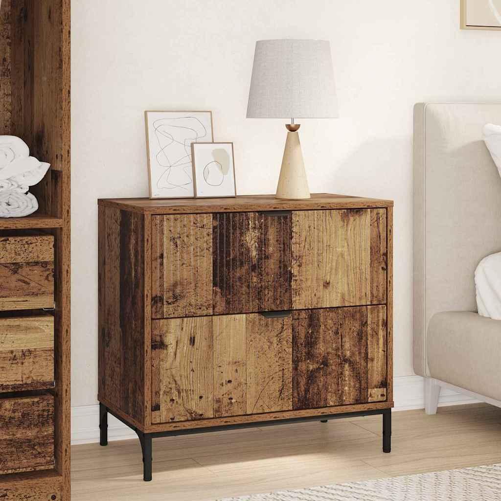 Sengebord Med Skuffe 63.5 X 36 X 61 Cm Konstrueret Træ - Gammelt træ