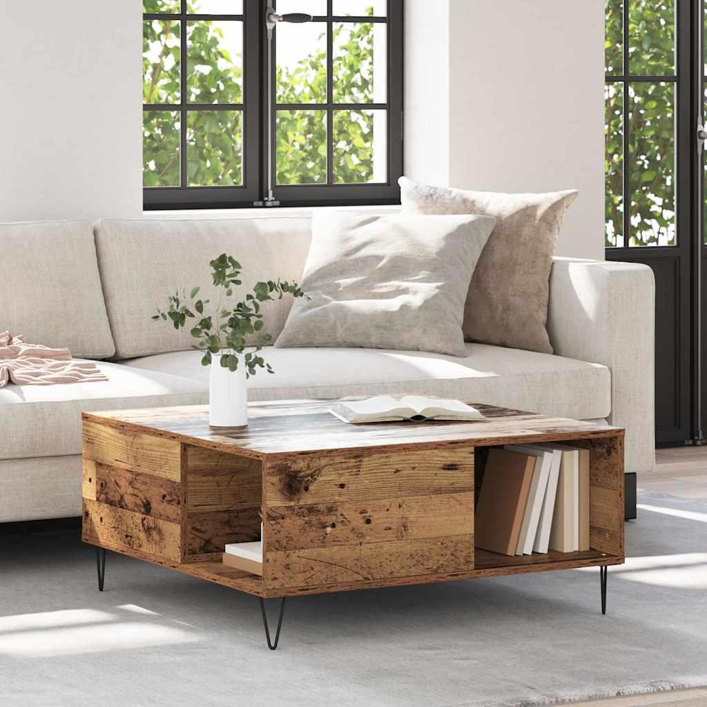 Sofabord Gammelt træ 80 x 80 x 36.5 cm Konstrueret træ