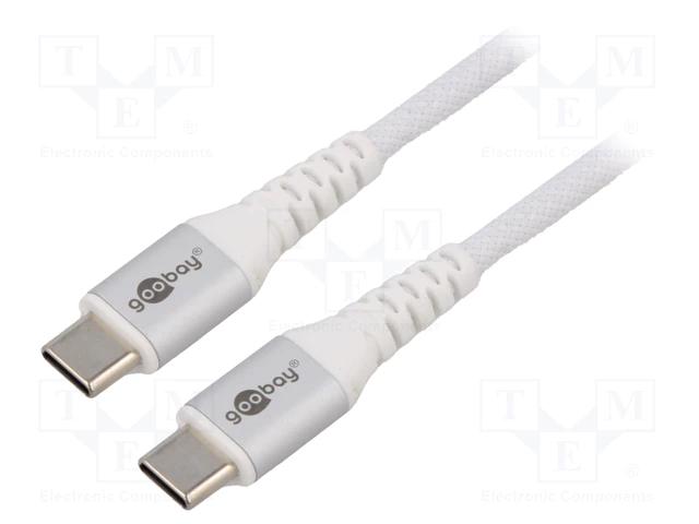 USB-C kabel 1 m - Goobay USB 2.0 tekstil (hvid) billede